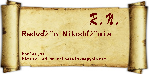 Radván Nikodémia névjegykártya